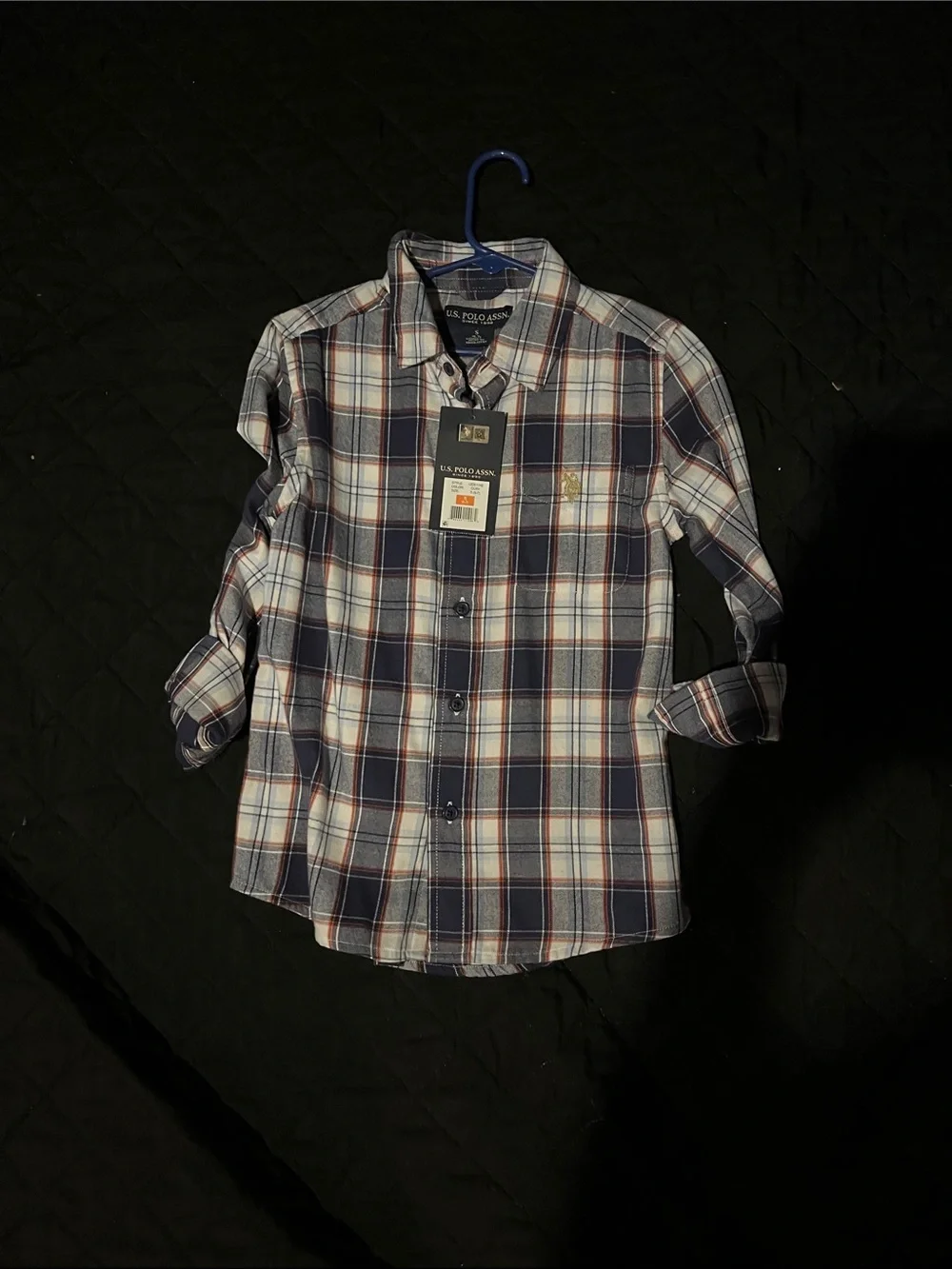 U.S. Polo Assn. Navy, White and Brown Plaid Button-Down Shirt